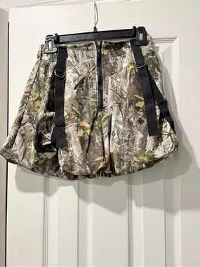 Camouflage Bubble Skirt with Black Suspender Straps